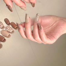 Load image into Gallery viewer, Coffee Date Brown Braided Style Short Almond| 10pc Handmade Best Press-on Nails Award-Winning Glue-on Nails
