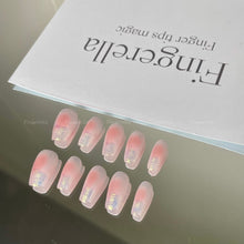 Load image into Gallery viewer, 【Final Clearance 80% OFF】Pink Smudged Blush Gold Liner French Tips Almond| 10pc Handmade
