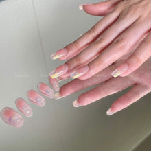 Load image into Gallery viewer, 【Final Clearance 80% OFF】Pink Smudged Blush Gold Liner French Tips Almond| 10pc Handmade
