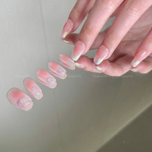 Load image into Gallery viewer, 【Final Clearance 80% OFF】Pink Smudged Blush Gold Liner French Tips Almond| 10pc Handmade
