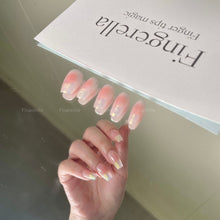 Load image into Gallery viewer, 【Final Clearance 80% OFF】Pink Smudged Blush Gold Liner French Tips Almond| 10pc Handmade
