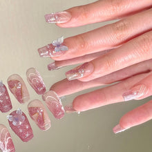 Load image into Gallery viewer, Butterfly Dreamland Pink Shinny Elegant Nails| 10pc Handmade
