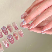 Load image into Gallery viewer, Butterfly Dreamland Pink Shinny Elegant Nails| 10pc Handmade
