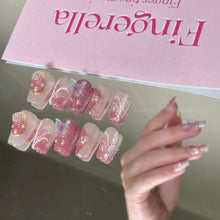 Load image into Gallery viewer, Butterfly Dreamland Pink Shinny Elegant Nails| 10pc Handmade
