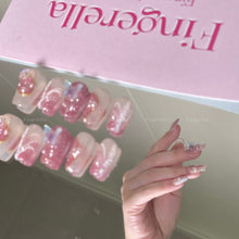 Load image into Gallery viewer, Butterfly Dreamland Pink Shinny Elegant Nails| 10pc Handmade
