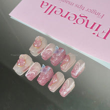 Load image into Gallery viewer, Butterfly Dreamland Pink Shinny Elegant Nails| 10pc Handmade
