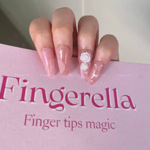 Load image into Gallery viewer, Camellia White&amp; Pink Smudged  Glittering Nails 10pc | Handmade Best Press-on Nails Award-Winning Glue-on Nails
