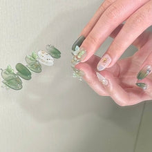 Load image into Gallery viewer, Printemp Spring green elegant nature butterfly Nails| 10pc Handmade
