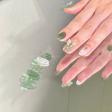 Load image into Gallery viewer, Printemp Spring green elegant nature butterfly Nails| 10pc Handmade
