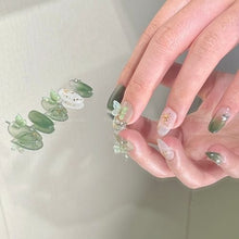 Load image into Gallery viewer, Printemp Spring green elegant nature butterfly Nails| 10pc Handmade
