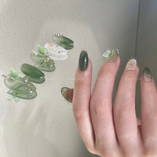 Load image into Gallery viewer, Printemp Spring green elegant nature butterfly Nails| 10pc Handmade
