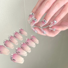 Load image into Gallery viewer, Versailles Pink Shinny Rhinestone Sparkly Gradient Gorgeous Nails| 10pc Handmade
