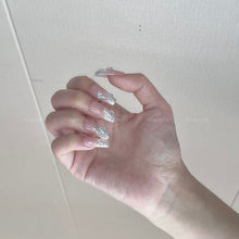 Load image into Gallery viewer, Sparkly pink Iridescent Transparent Crystal Nails| 10pc Handmade
