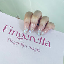 Load image into Gallery viewer, Sparkly pink Iridescent Transparent Crystal Nails| 10pc Handmade
