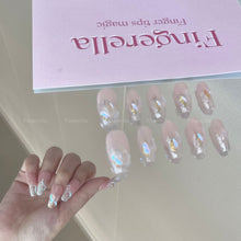 Load image into Gallery viewer, Sparkly pink Iridescent Transparent Crystal Nails| 10pc Handmade
