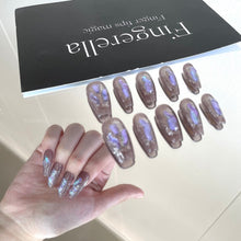 Load image into Gallery viewer, Grey polarlight pointy Nails | 10pc Handmade
