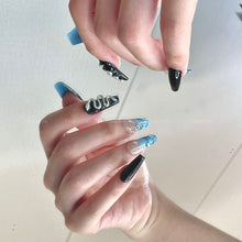 Load image into Gallery viewer, Medusa Snake Blue Black Pattern Nails Gothic Punk| 10pc Handmade
