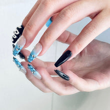 Load image into Gallery viewer, Medusa Snake Blue Black Pattern Nails Gothic Punk| 10pc Handmade
