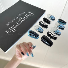 Load image into Gallery viewer, Medusa Snake Blue Black Pattern Nails Gothic Punk| 10pc Handmade
