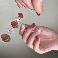 Load image into Gallery viewer, Monet Garden Smudged Gold Liner Pink Maple Nails | 10pc Handmade
