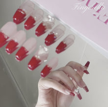 Load and play video in Gallery viewer, Red Elegant Chic French Rhinestone Nails| 10pc Handmade
