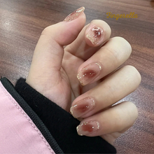 Load image into Gallery viewer, Smudged Maple Pink Gold Glitter Linear Nails Chic| 24pc Machine-made
