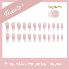 Load image into Gallery viewer, Transparent Heartshaped Rhinestone French Nails| 24pc Machine-made
