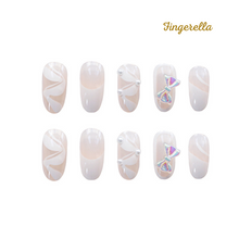 Load image into Gallery viewer, White Veil Ribbon Ballet Nails| 24pc Machine-made
