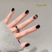 Load image into Gallery viewer, Black Gothic Cross Chic Nails| 24pc Machine-made Best Press-on Nails Award-Winning Glue-on Nails
