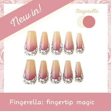 Load image into Gallery viewer, Versailles Pink Shinny Rhinestone Sparkly Gradient Gorgeous Nails| 10pc Handmade
