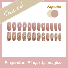 Load image into Gallery viewer, Warm Brown Pink Maple Floral Drawing Nails| 24pc Machine-made
