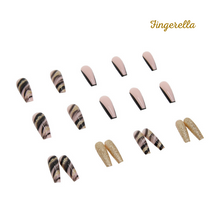 Load image into Gallery viewer, Ballerina Gold &amp; Pink &amp; Black Shiny Long Nails| 24pc Machine-made Best Press-on Nails Award-Winning Glue-on Nails
