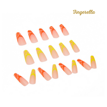 Load image into Gallery viewer, Ballerina Oranges &amp; Yellows Tinged The Pink Long Nails| 24pc Machine-made Best Press-on Nails Award-Winning Glue-on Nails
