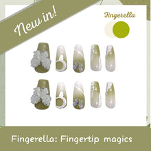 Load image into Gallery viewer, Avacado Green Crystal Butterfly Nails| 10pc Handmade Best Press-on Nails Award-Winning Glue-on Nails
