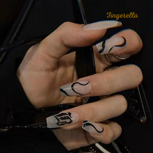 Load image into Gallery viewer, White &amp; Black abstract line drawing Nails Cute| 24pc Machine-made
