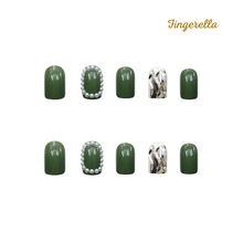 Load image into Gallery viewer, Pearl Green Chic Autumn Nails| 24pc Machine-made
