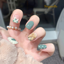 Load image into Gallery viewer, Avacado Milkshake Green Bow Cartoon Nails| 24pc Machine-made Best Press-on Nails Award-Winning Glue-on Nails
