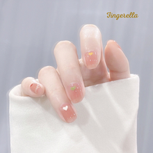 Load image into Gallery viewer, Transparent Pink Rosy Natural Heart Nails| 24pc Machine-made
