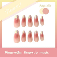 Load image into Gallery viewer, 【Final Clearance 80% OFF】Pink Smudged Blush Gold Liner French Tips Almond| 10pc Handmade
