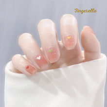 Load image into Gallery viewer, Transparent Pink Rosy Natural Heart Nails| 24pc Machine-made
