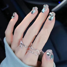 Load image into Gallery viewer, Clearance! 40%OFF: Blue crystal mermaid tears (Short)| 10pc Handmade Best Press-on Nails Award-Winning Glue-on Nails
