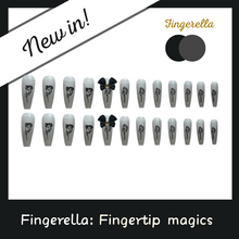 Load image into Gallery viewer, Black Dried Roses Bowtie Nails| 24pc Machine-made Best Press-on Nails Award-Winning Glue-on Nails
