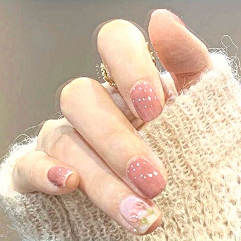 Cute Spring Tulip painting pink soft color Nails| 24pc Machine-made Best Press-on Nails Award-Winning Glue-on Nails