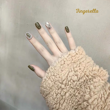 Load image into Gallery viewer, Pearl Green Chic Autumn Nails| 24pc Machine-made
