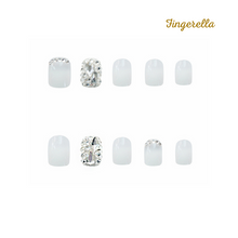 Load image into Gallery viewer, Rhinestone Shinny White Chic Nails| 24pc Machine-made
