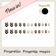 Load image into Gallery viewer, Chic chessboard black &amp;white  Cartoon Nails Cute| 24pc Machine-made Best Press-on Nails Award-Winning Glue-on Nails
