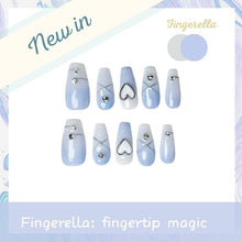 Load image into Gallery viewer, Blue Heart Nails Clean Elegant Chic| 10pc Handmade
