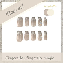 Load image into Gallery viewer, 【Recommended!】 White Cat-eye Polar Light Ring Elegant Chic Almond Nails | 10pc Handmade
