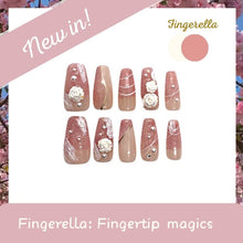 Load image into Gallery viewer, Camellia White&amp; Pink Smudged  Glittering Nails 10pc | Handmade Best Press-on Nails Award-Winning Glue-on Nails
