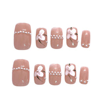 Load image into Gallery viewer, Tulip drawing warm spring pearl nails| 10pc Handmade
